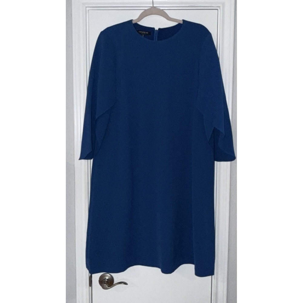 Lafayette 148 New York Finesse Crepe‎ stretch A Line midi dress dark blue Teal